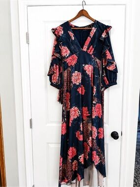 patbo monstera crochet dress Patbo Monstera Crochet Plunge Beach Dress In Blue